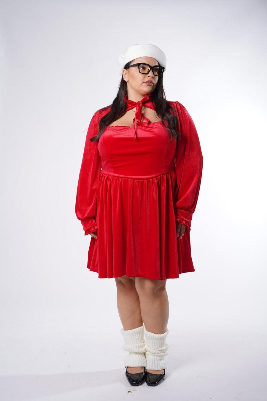 Robe en velours rouge Cleide