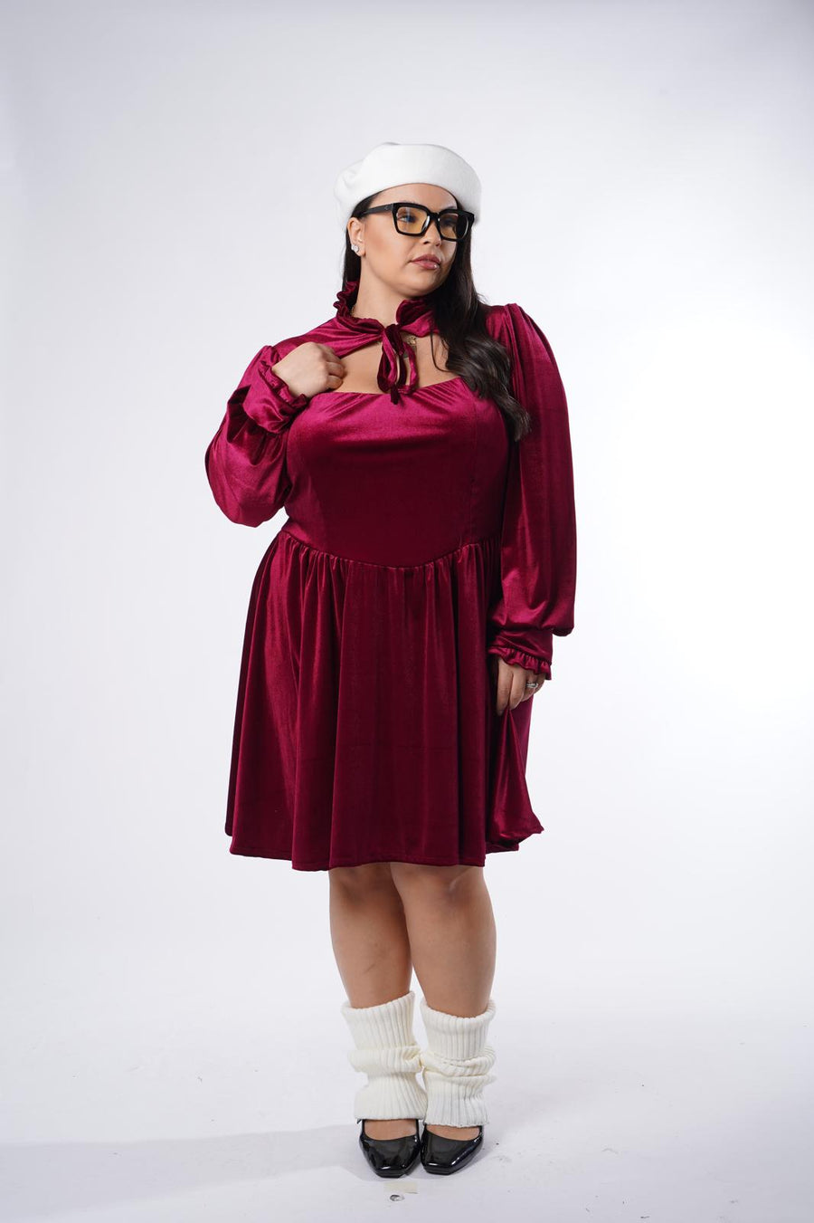 Robe en velours bordeaux Cleide