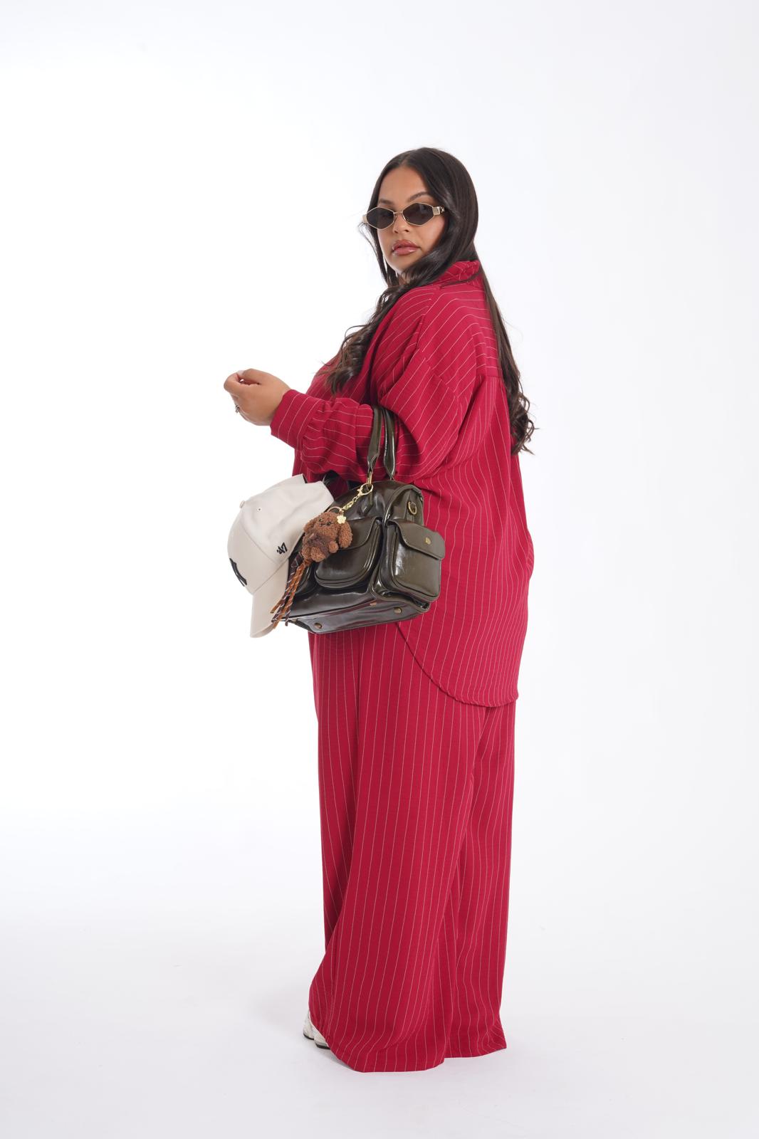 Coordinato gessato Venere bordeaux