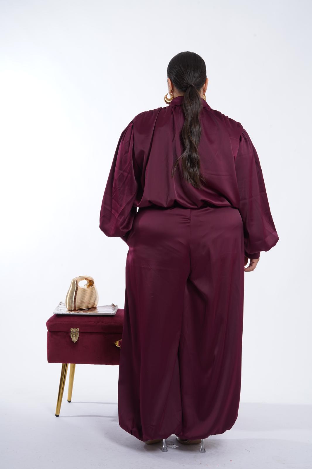 Coordinato in raso Luna bordeaux