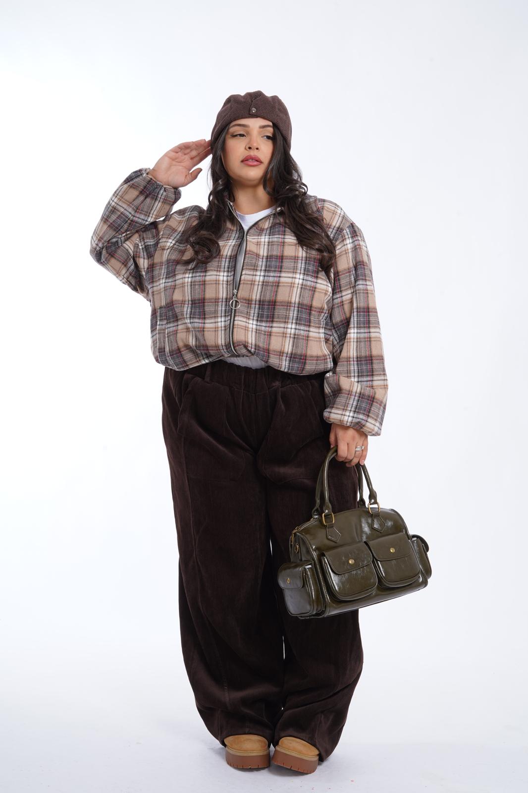 Bomber Miss a quadri beige