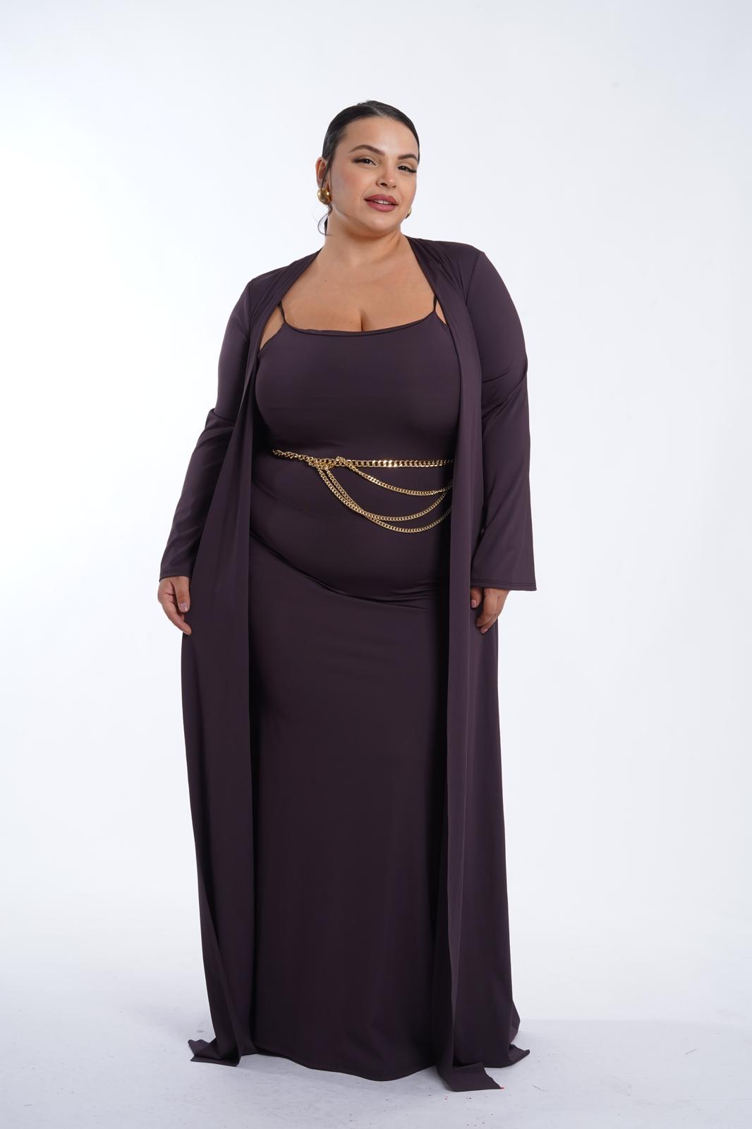 Coordinato dress+kimono Giuly marrone