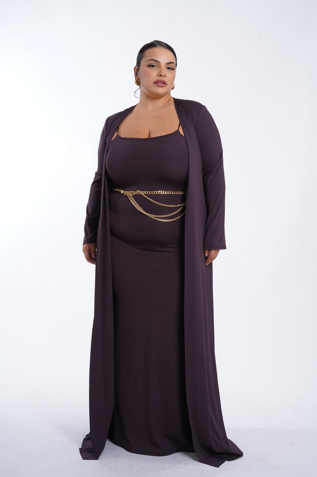 Coordinato dress+kimono Giuly marrone