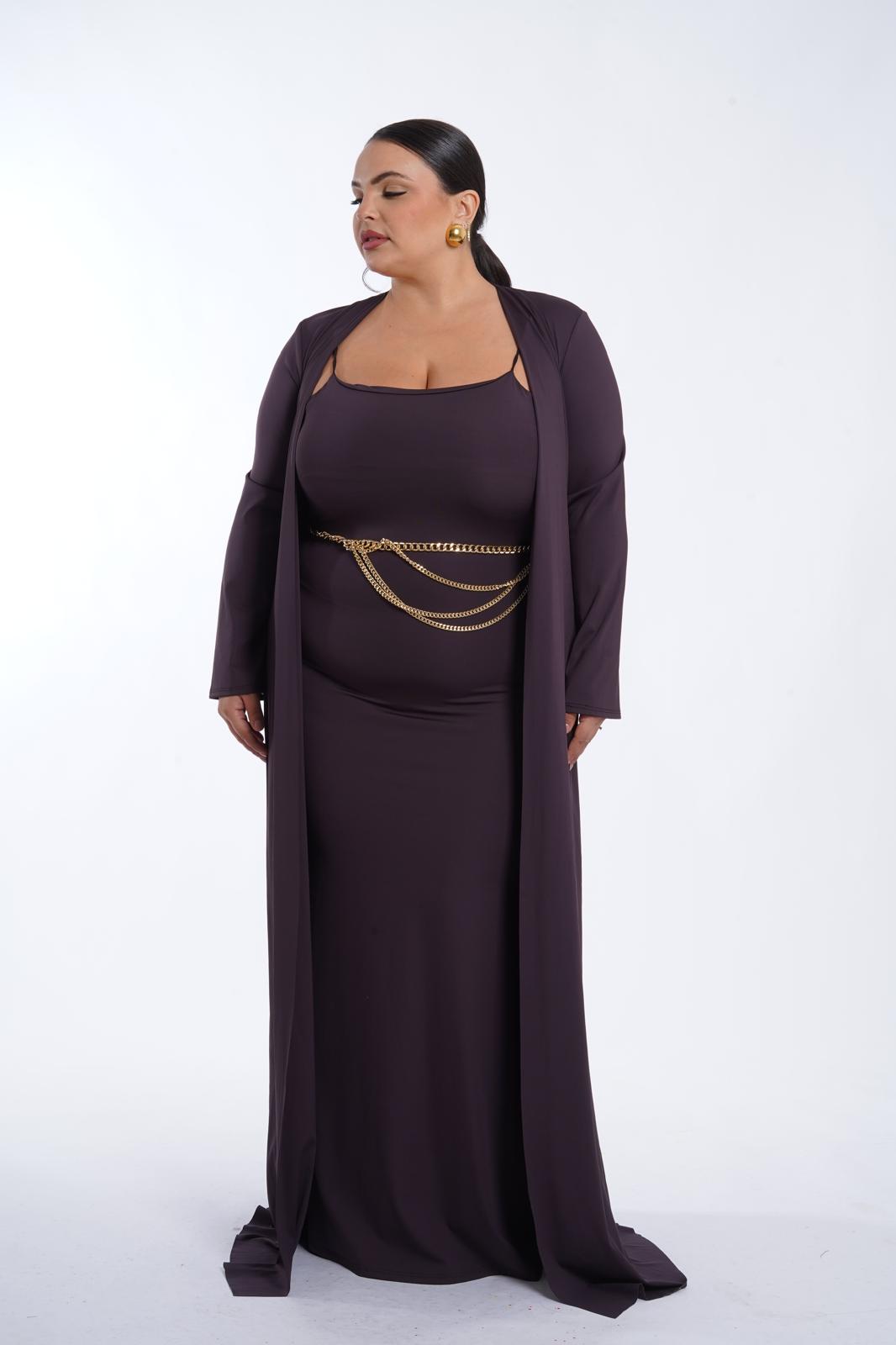 Coordinato dress+kimono Giuly marrone