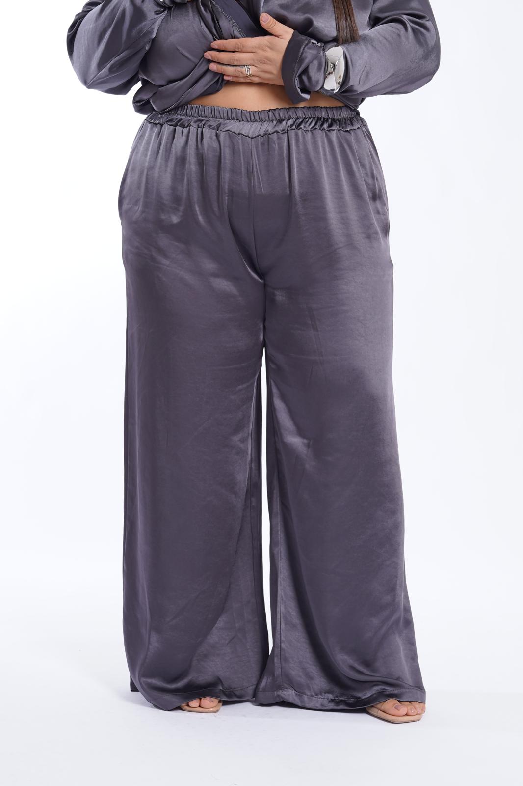 Pantalone Jenny in raso grigio