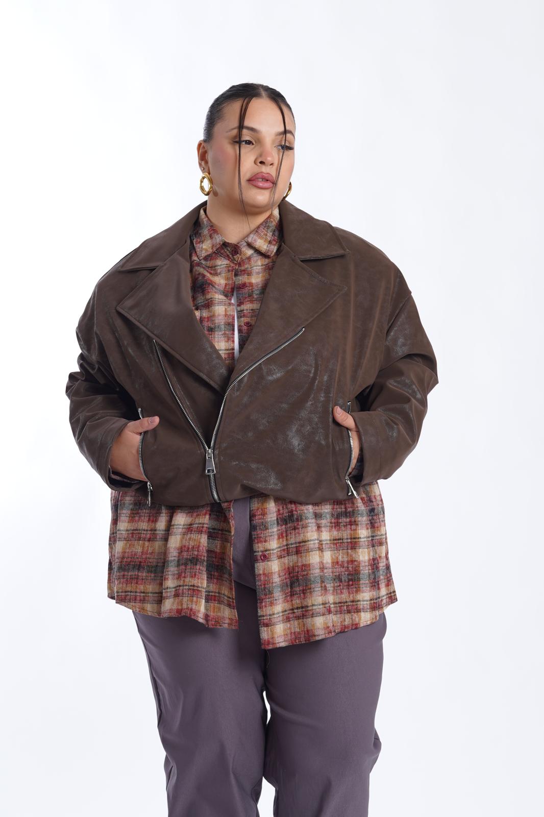 Chiodo Ecopelle Oxford marrone