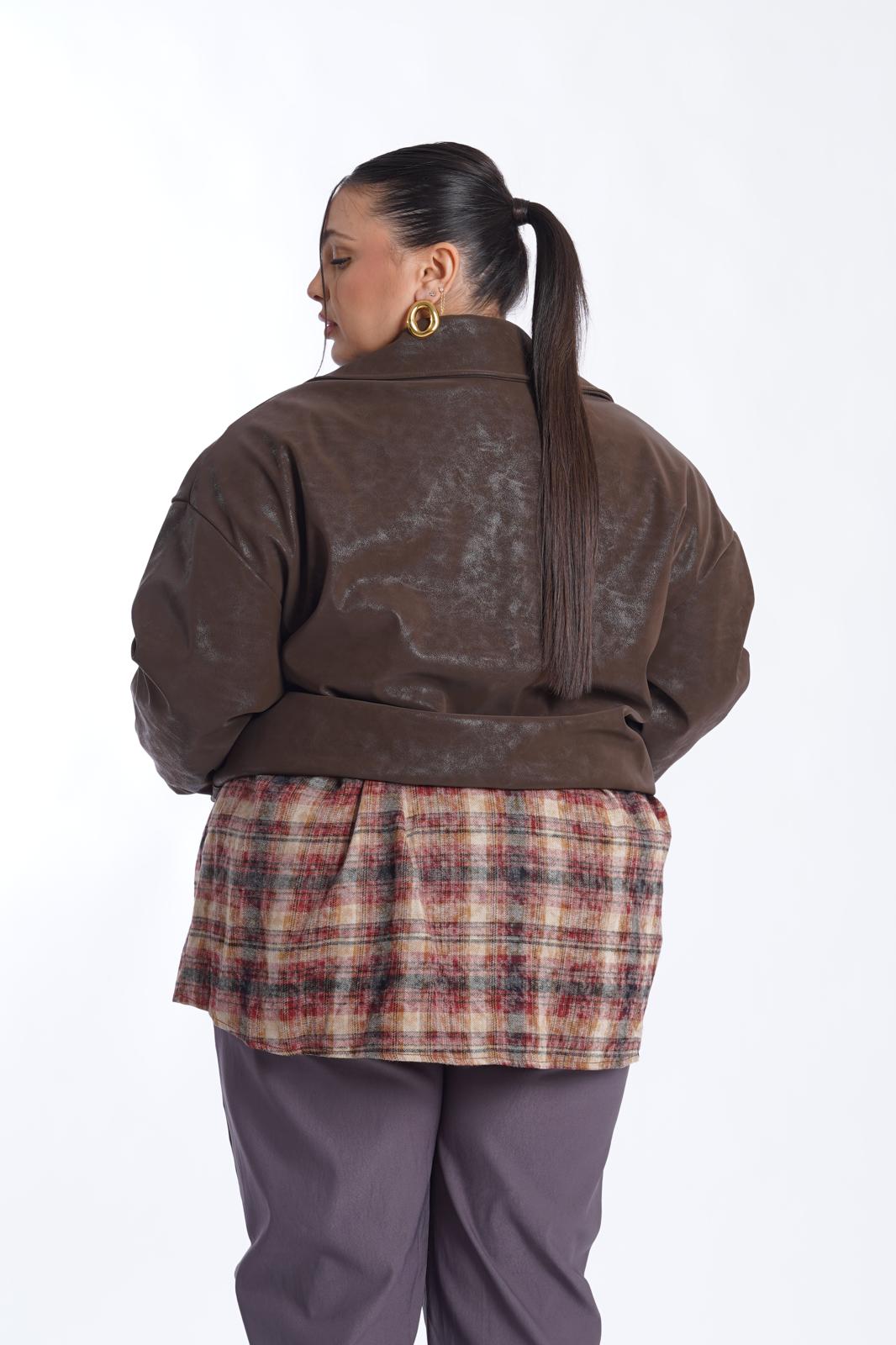 Chiodo Ecopelle Oxford marrone