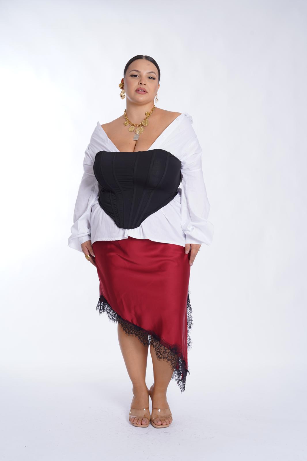 Gonna asimmetrica Crazy bordeaux