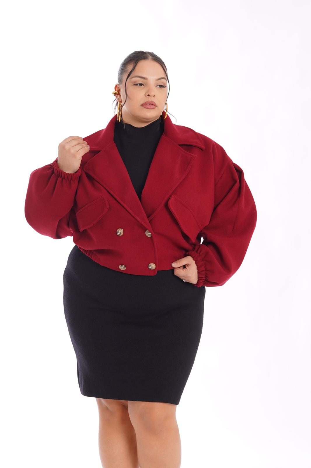 Cappotto crop sporty bordeaux