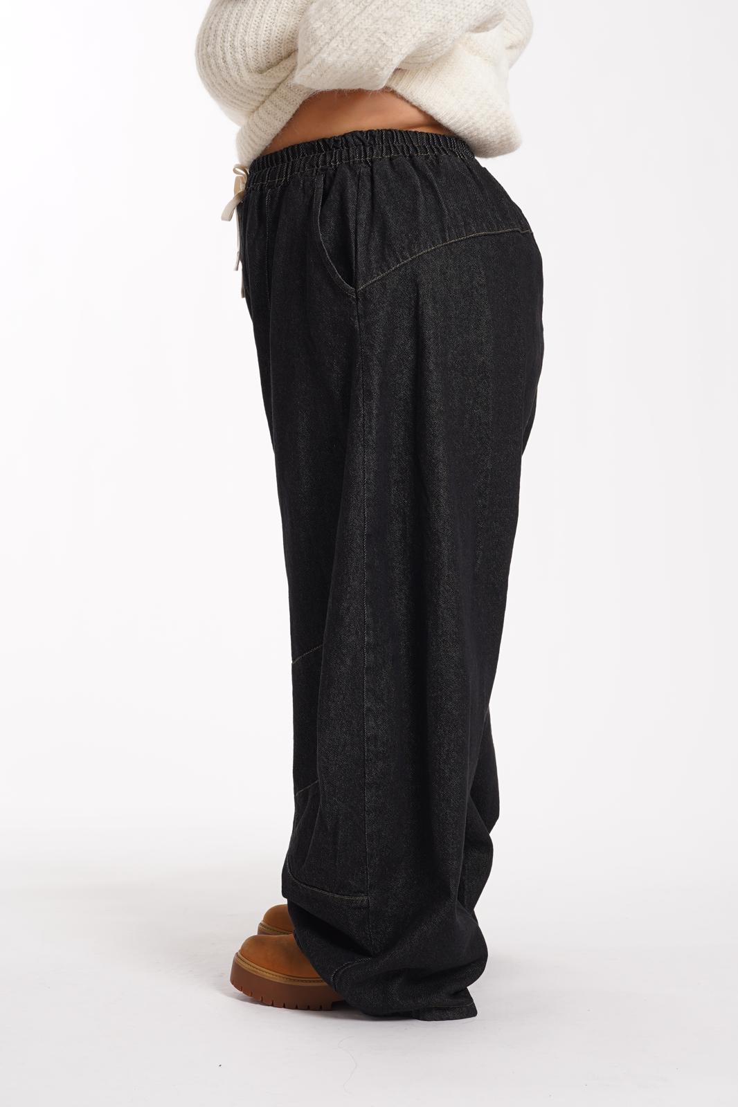 Pantalaccio in Denim Roman nero