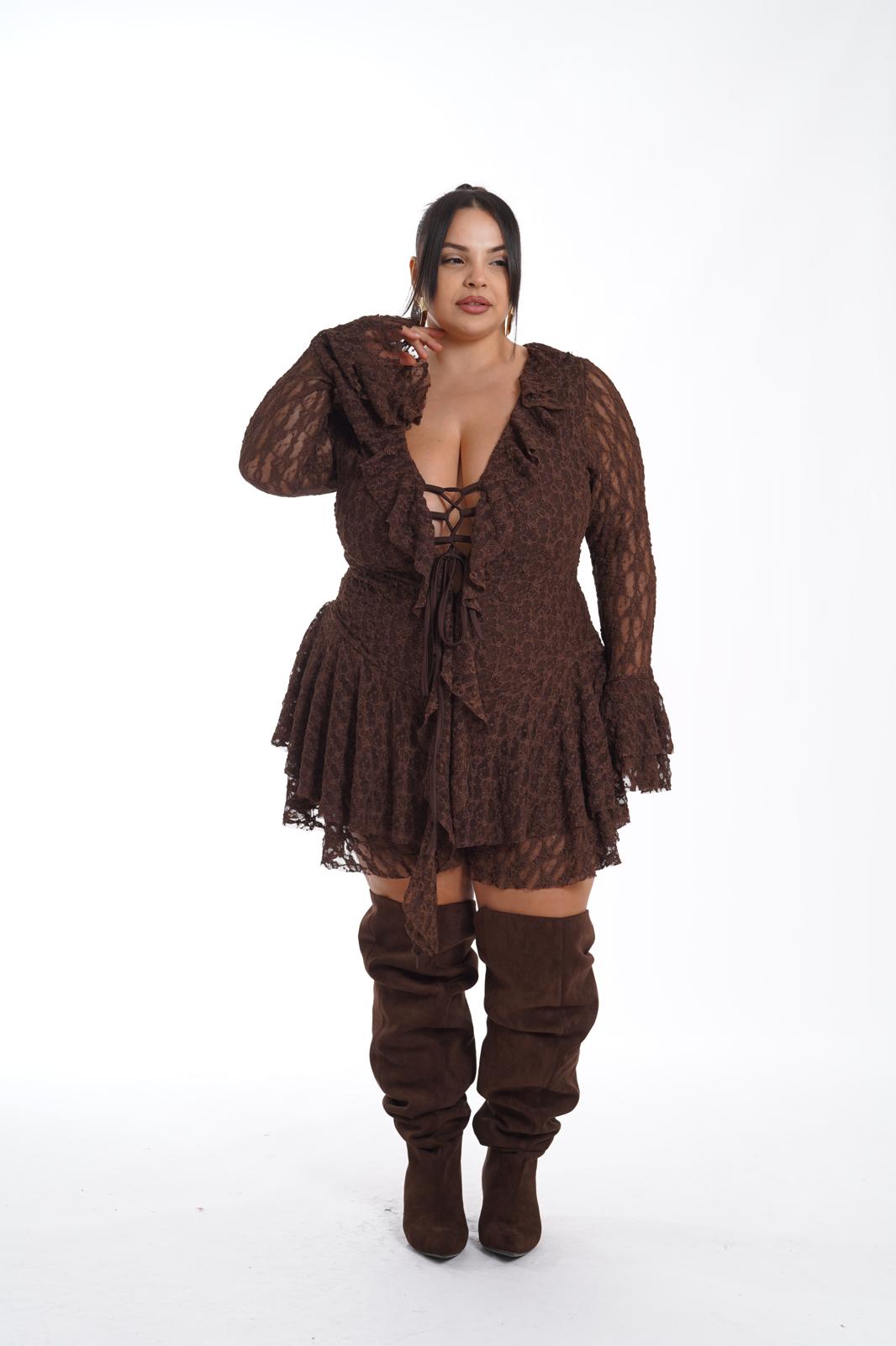 Tutina in Pizzo e Rouches NyKy marrone