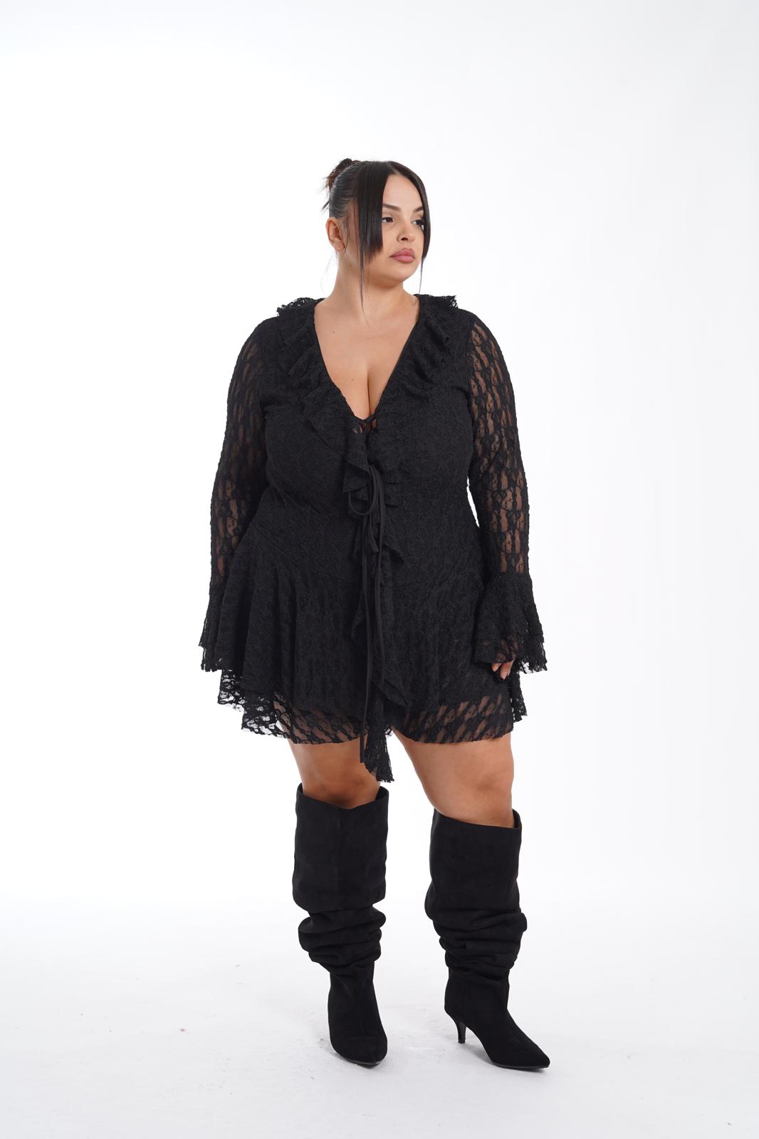 Tutina in Pizzo e Rouches NyKy nero