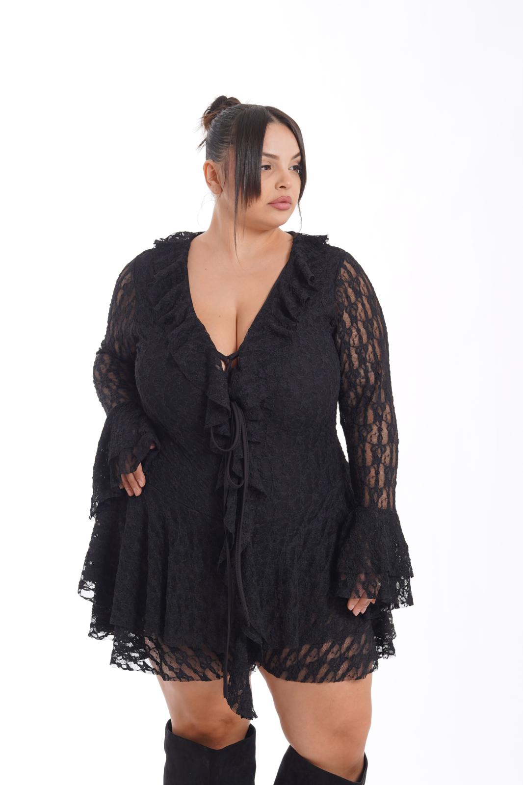 Tutina in Pizzo e Rouches NyKy nero