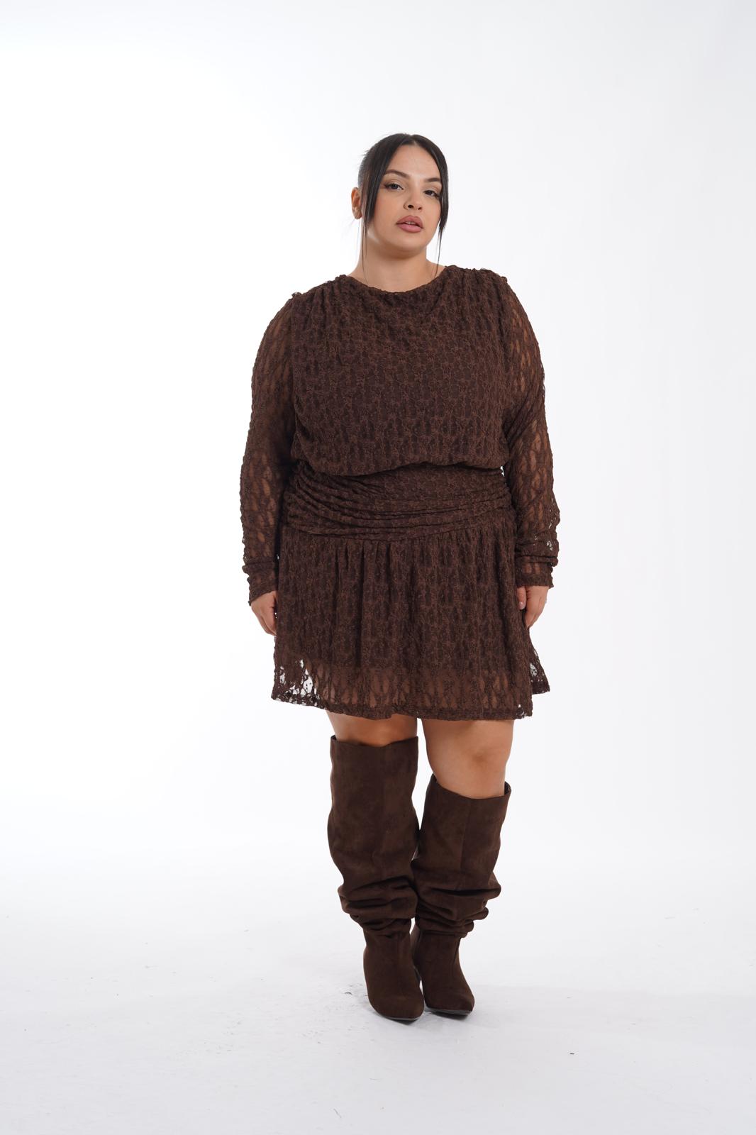 Dress Federica in pizzo marrone