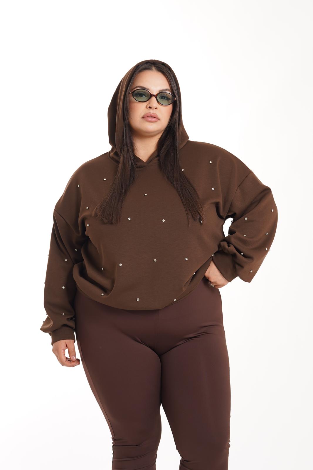 Felpa Brillantinata marrone