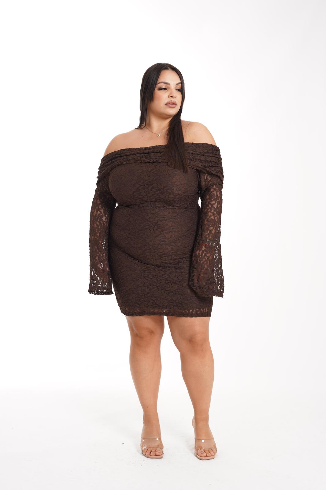 Dress Conny In Pizzo marrone