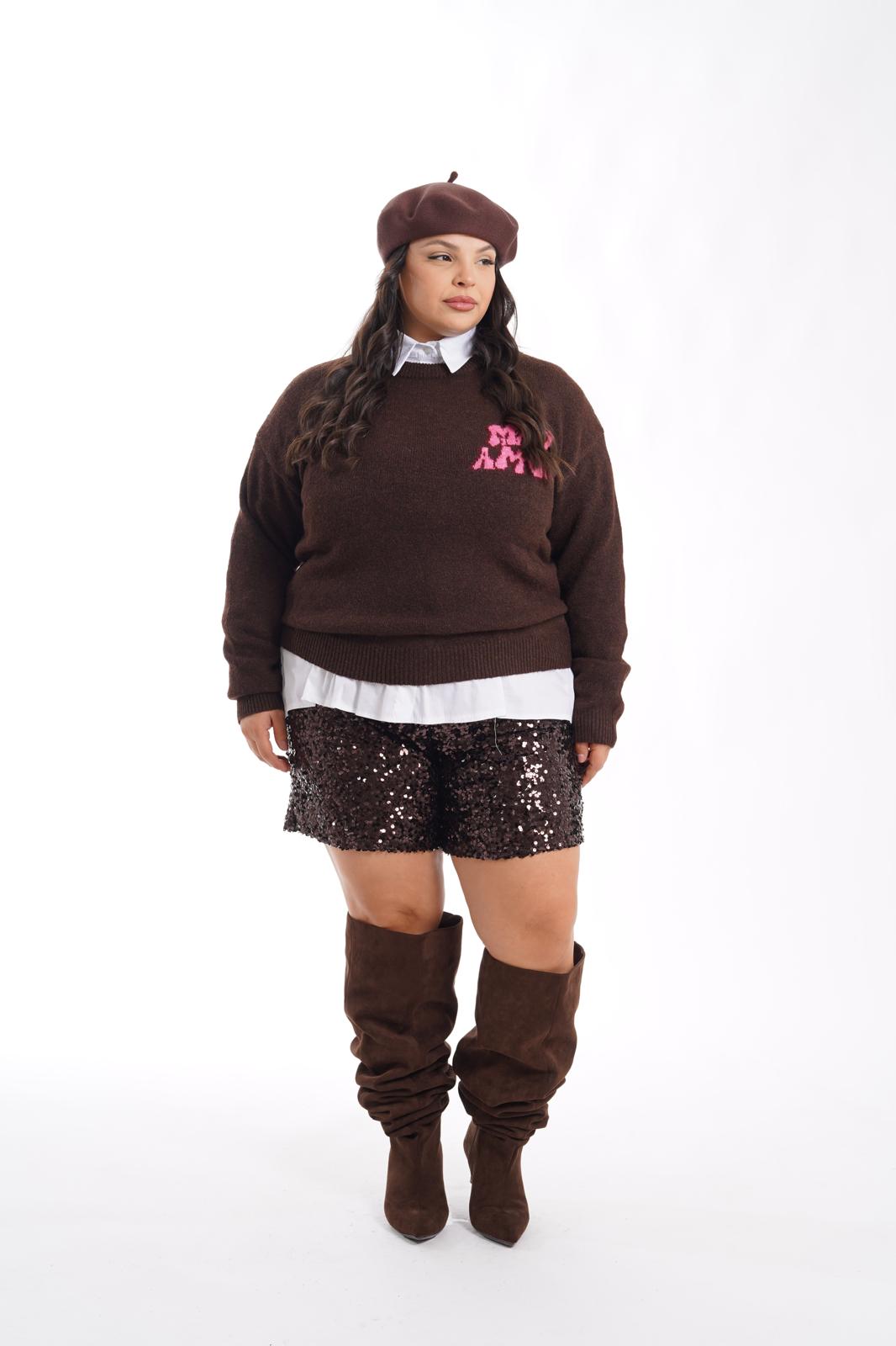 Pull "Mas Amor Por Favore" marrone