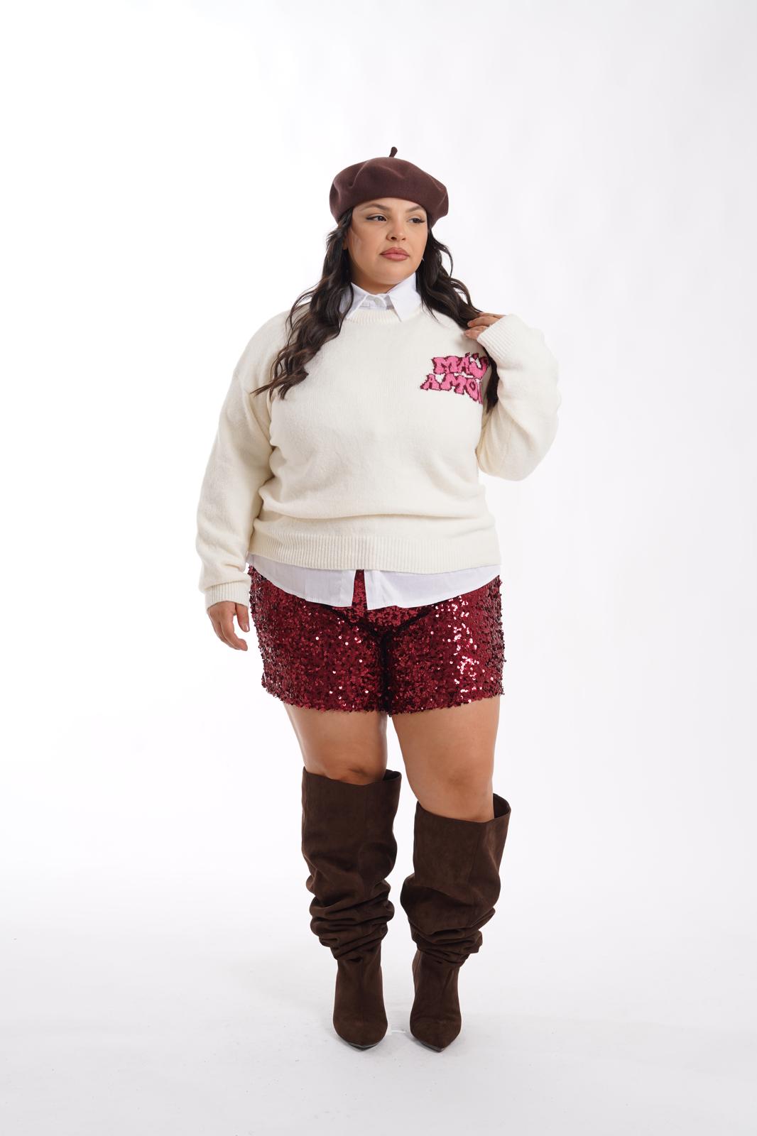 Shorts Paillettes Dora bordeaux