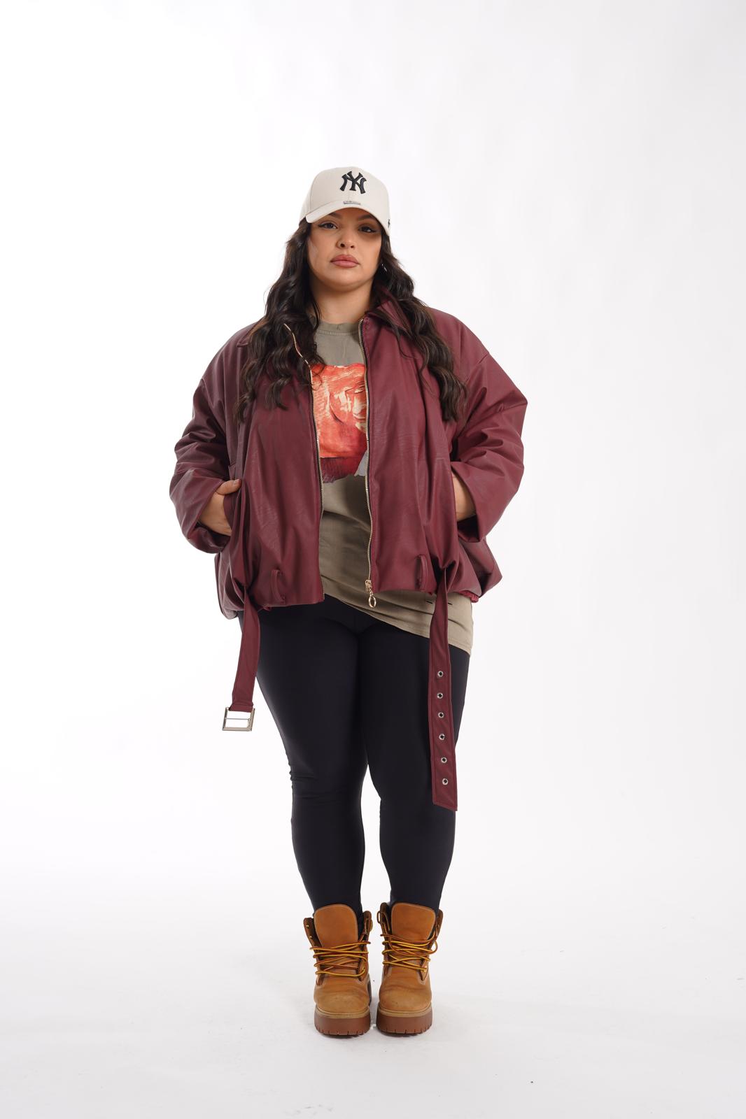 Bomber in ecopelle 519 bordeaux