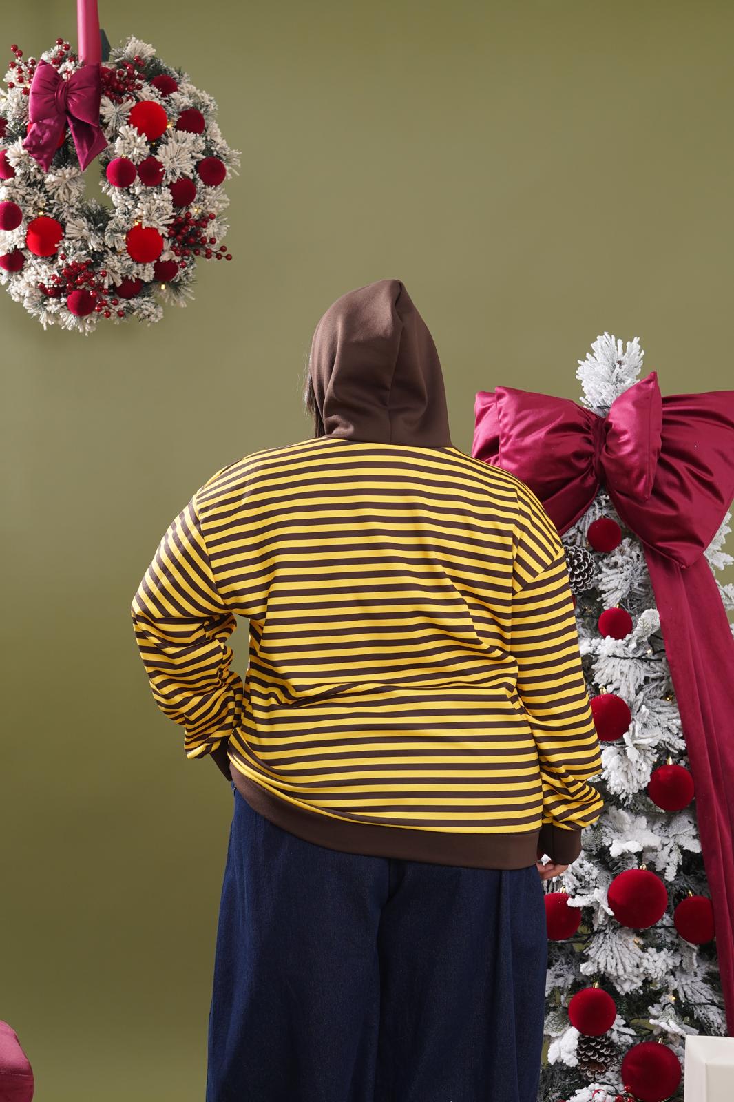 Felpa Con Cappuccio Magda a righe giallo