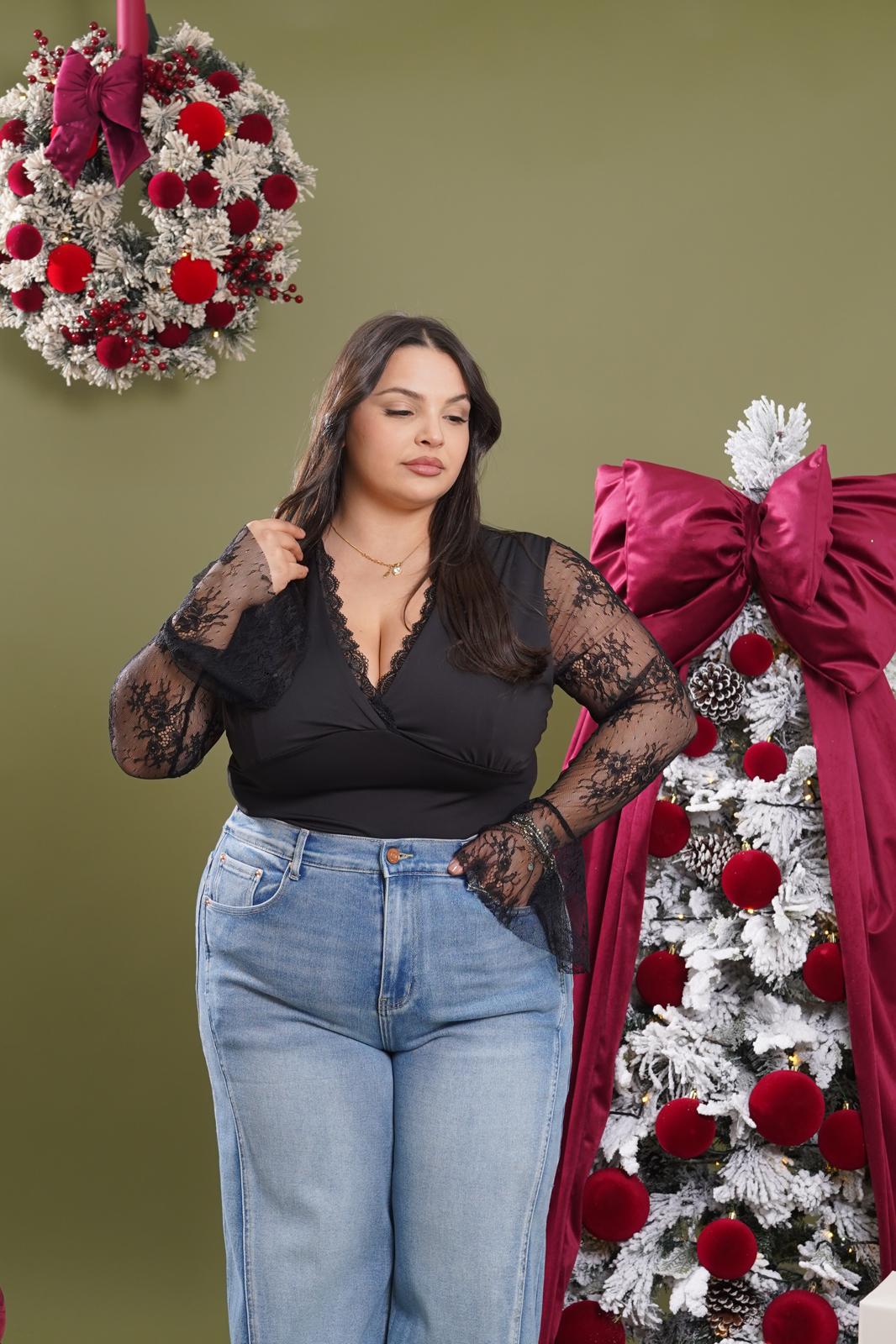 Body in pizzo Preziosa nero