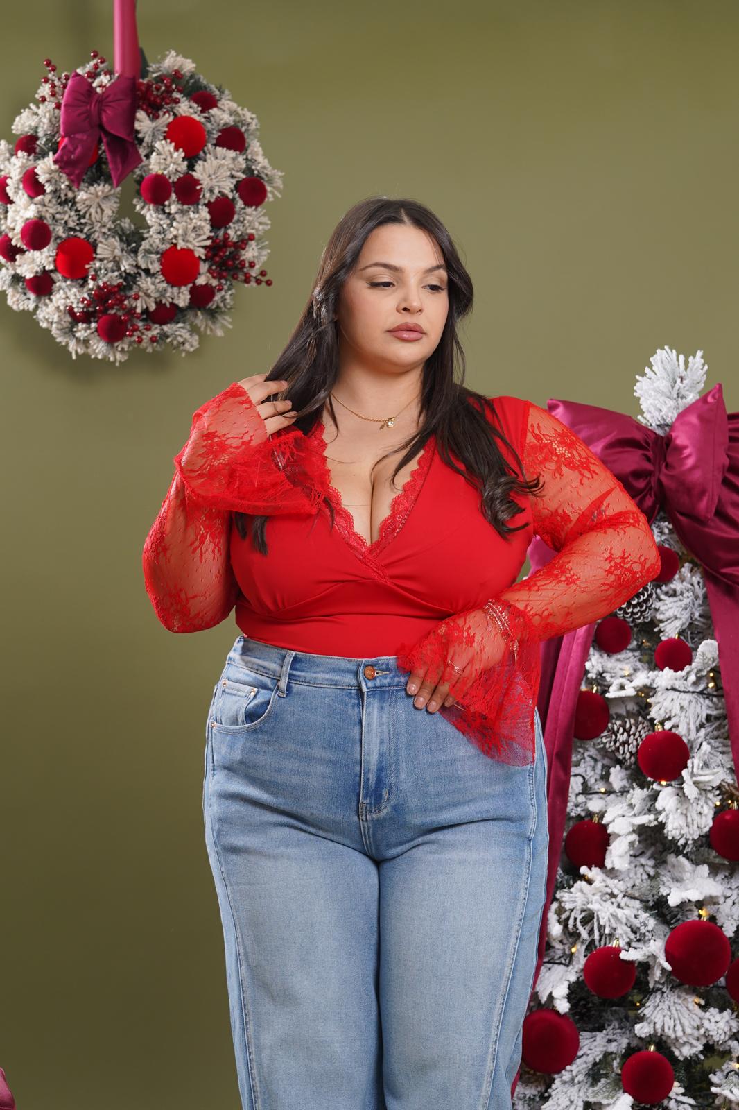 Body in pizzo Preziosa rosso