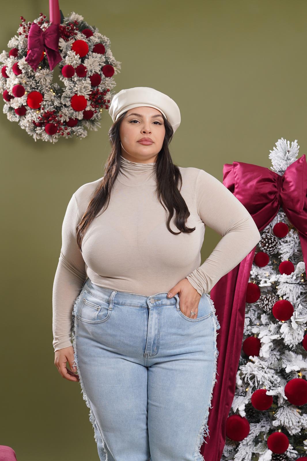 Maglia Cashmere colloalto beige