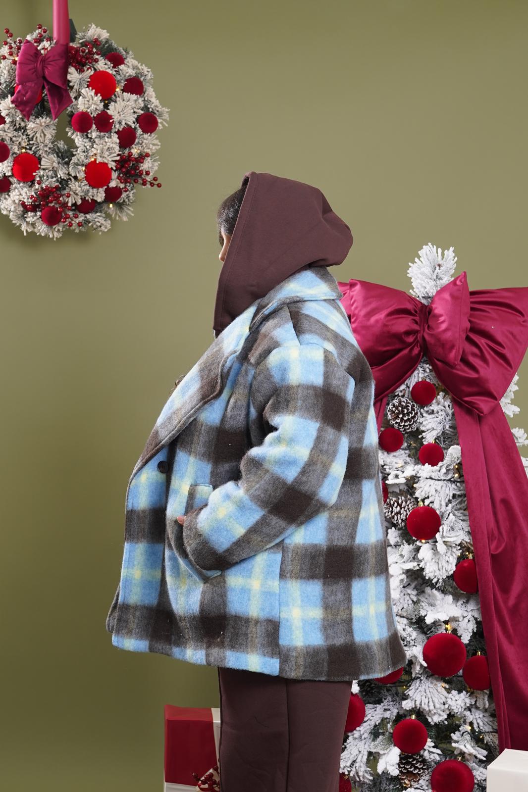 Capotto Scozia a quadri azzurro