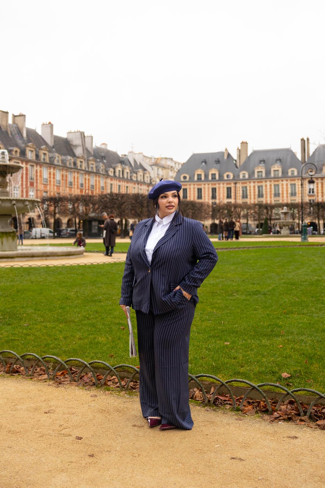 Pantalone Gessato "Place Des Vosges" Blu