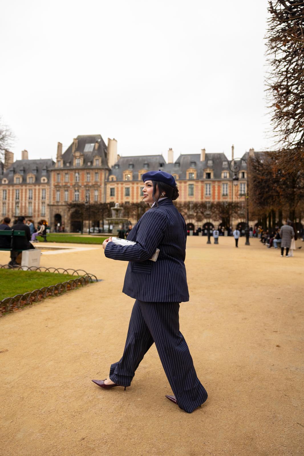 Pantalone Gessato "Place Des Vosges" Blu