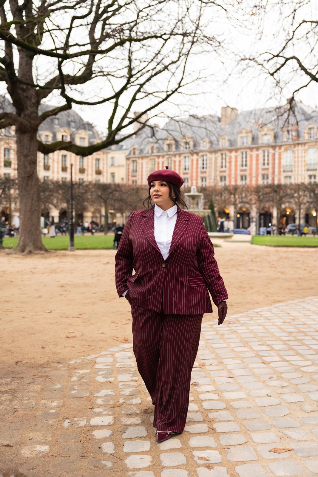 Pantalone Gessato "Place Des Vosges" bordeaux