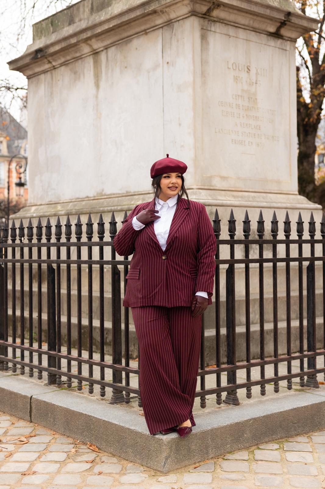 Pantalone Gessato "Place Des Vosges" bordeaux