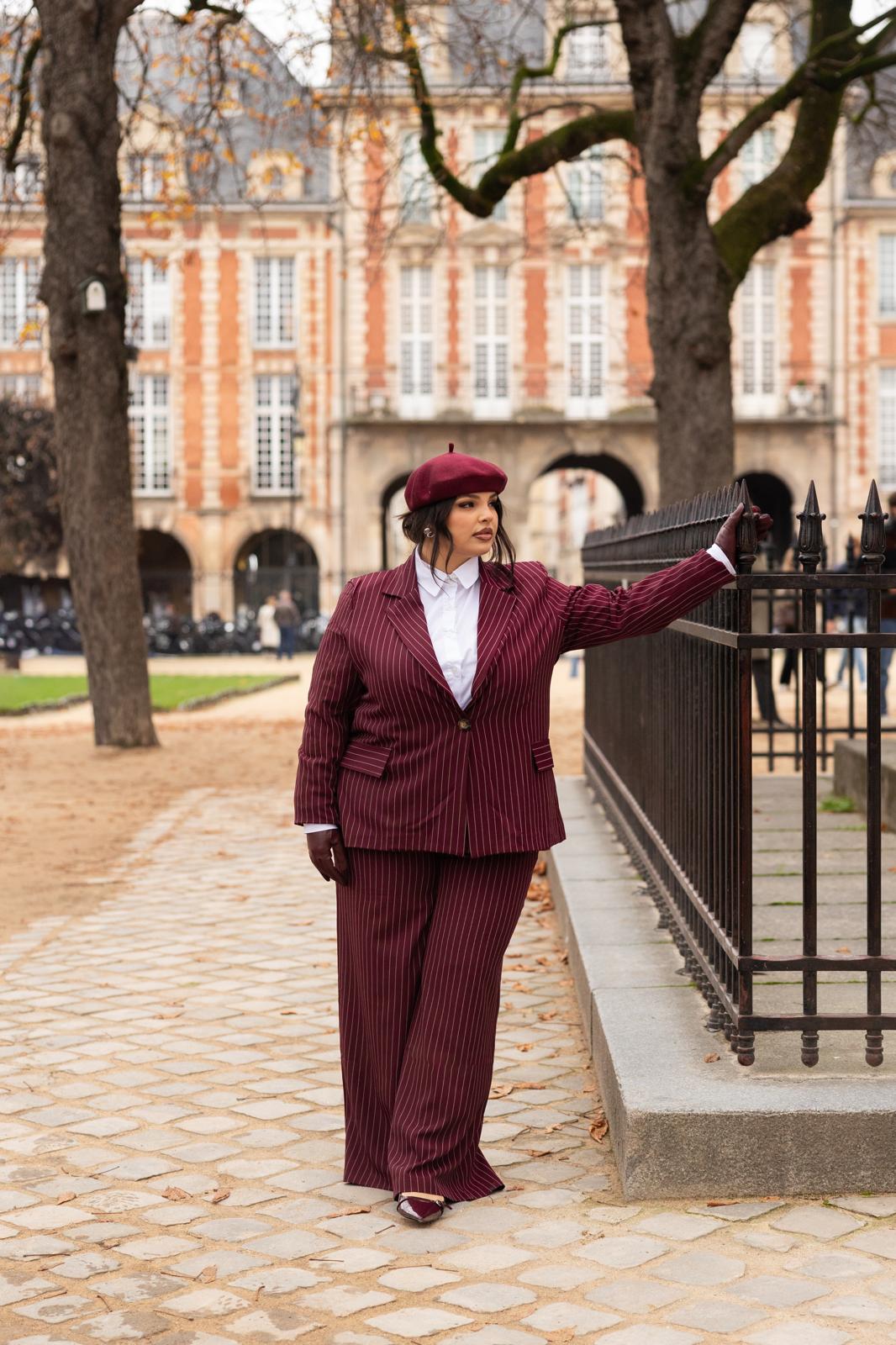Pantalone Gessato "Place Des Vosges" bordeaux