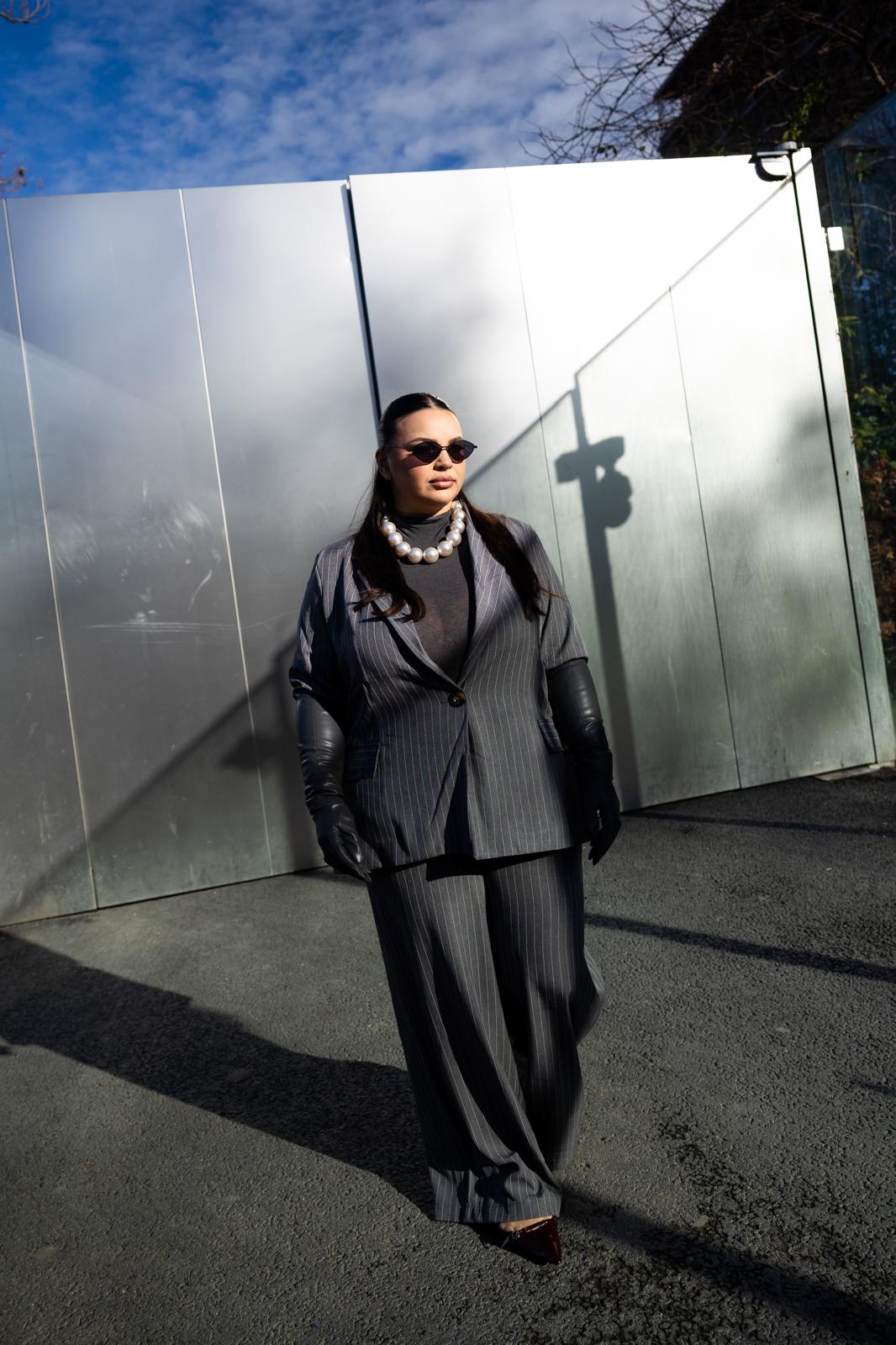 Pantalone Gessato "Place Des Vosges" Grigio