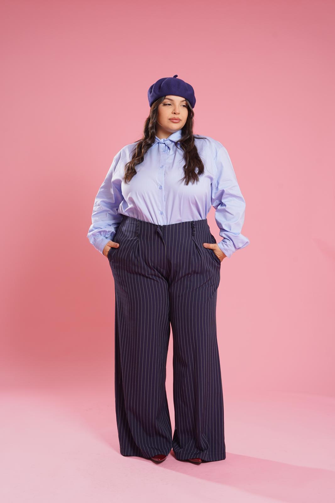 Pantalone Gessato "Place Des Vosges" Blu