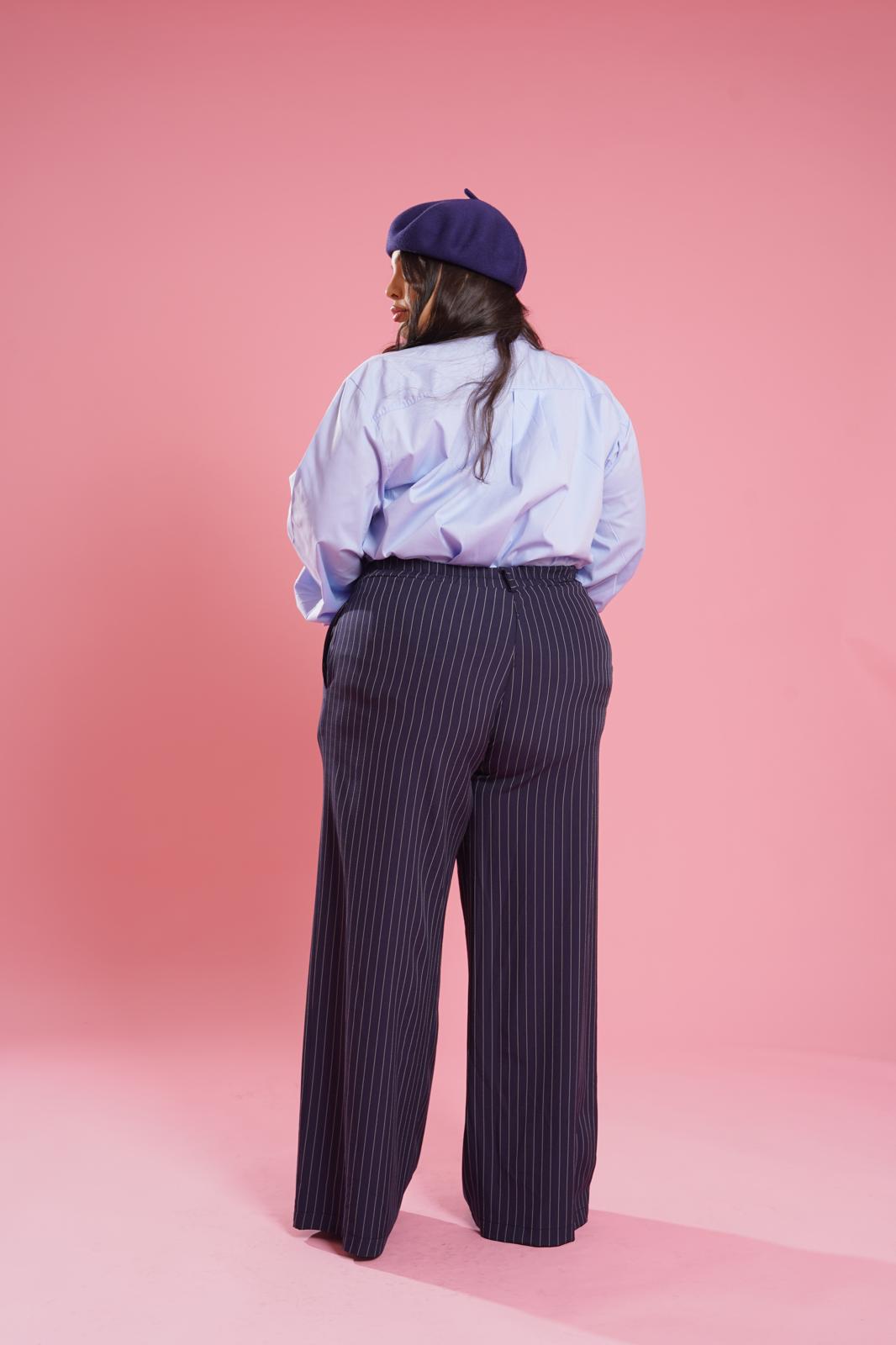 Pantalone Gessato "Place Des Vosges" Blu