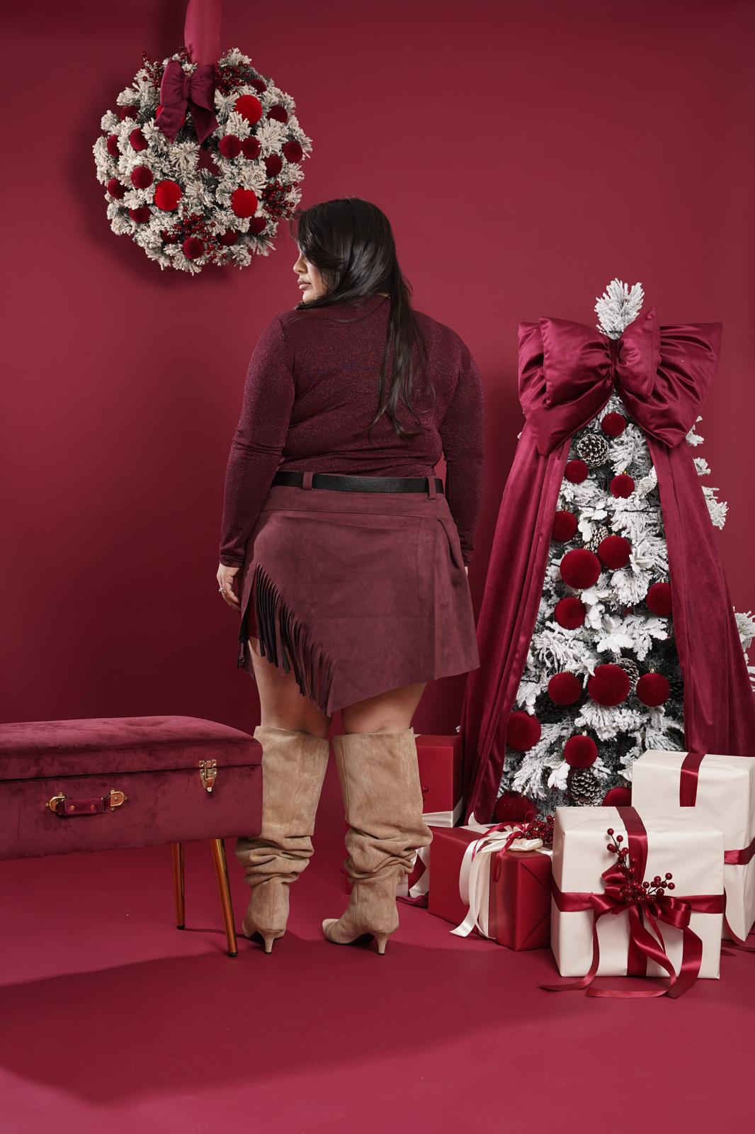 Maglia Glitter Bella bordeaux