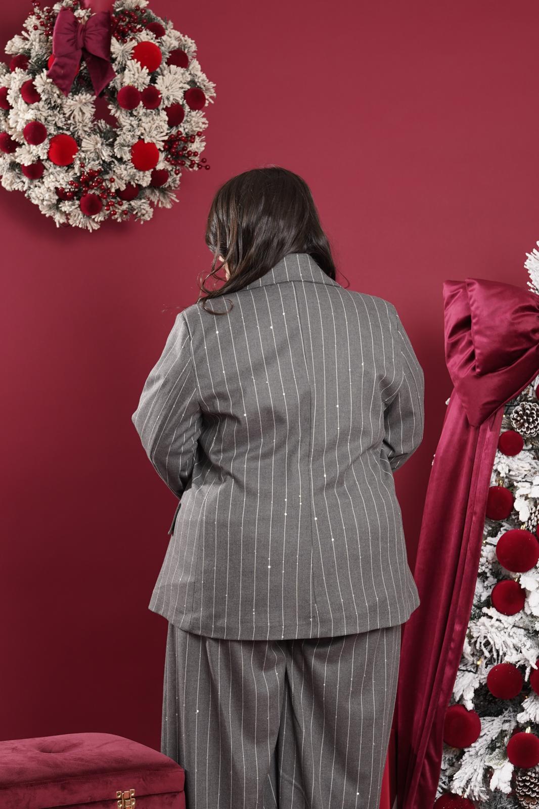 Giacca Infinity riga di gesso grigio