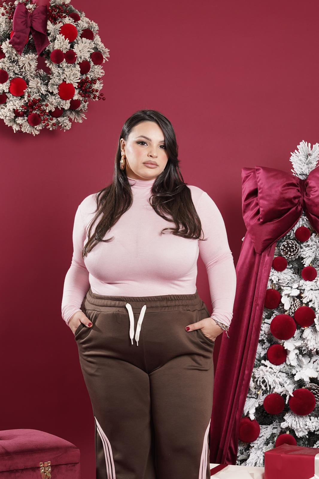 Maglia Cashmere collo alto rosa