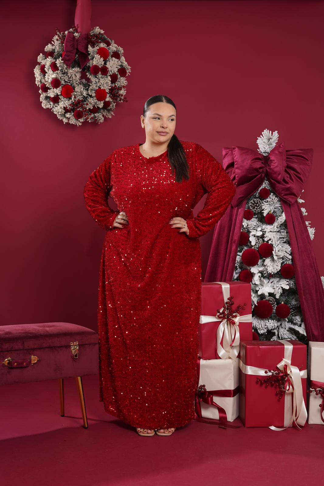 Dress lungo paillettes Samira rossa