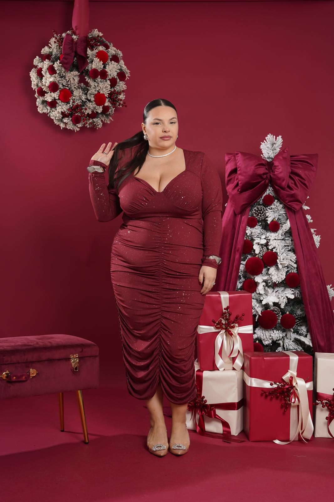 Dress Drappeggiato Mara bordeaux