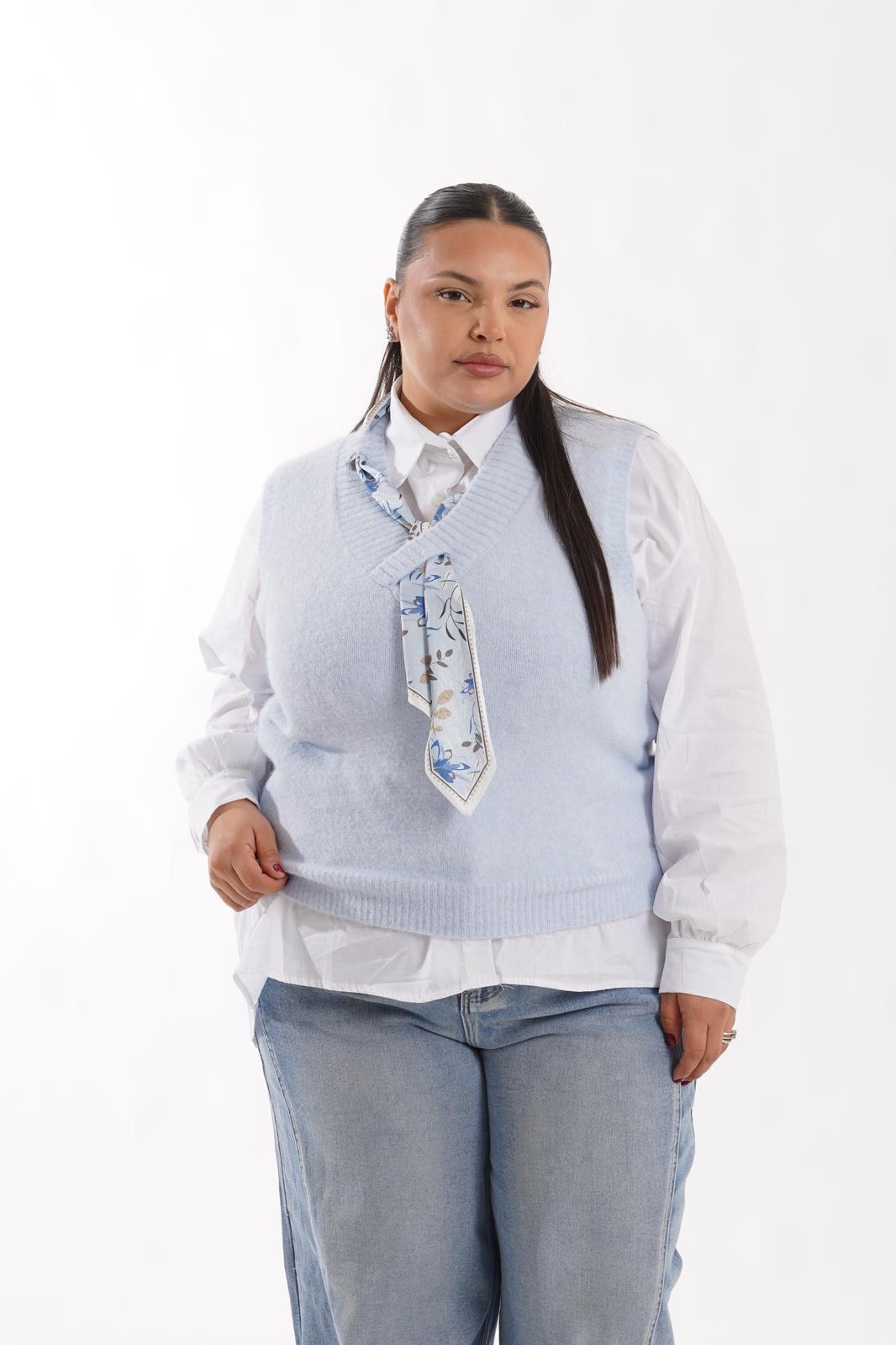 Gilet Foulard Lavy celeste