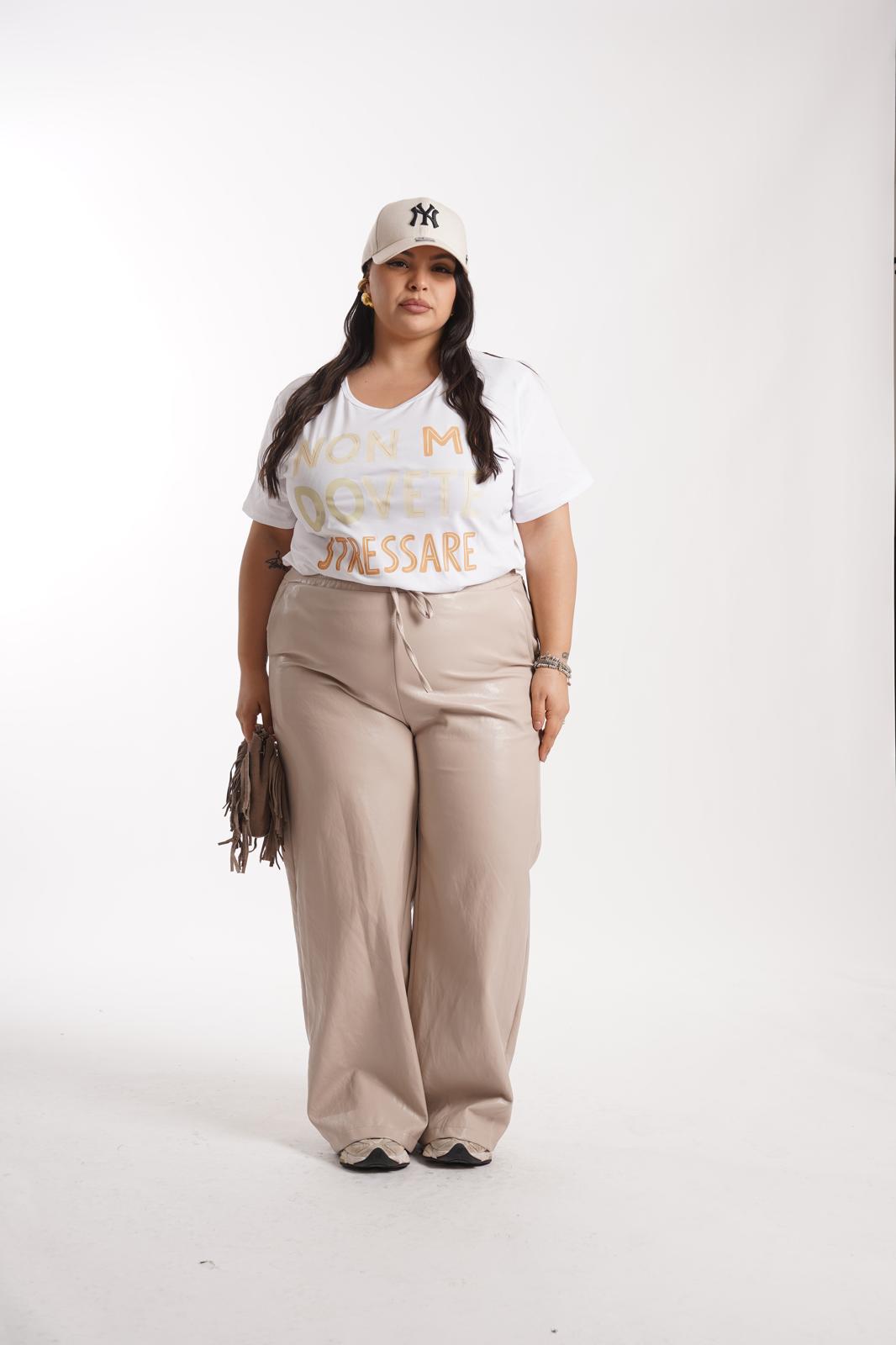 Pantalone Cat ecopelle panna