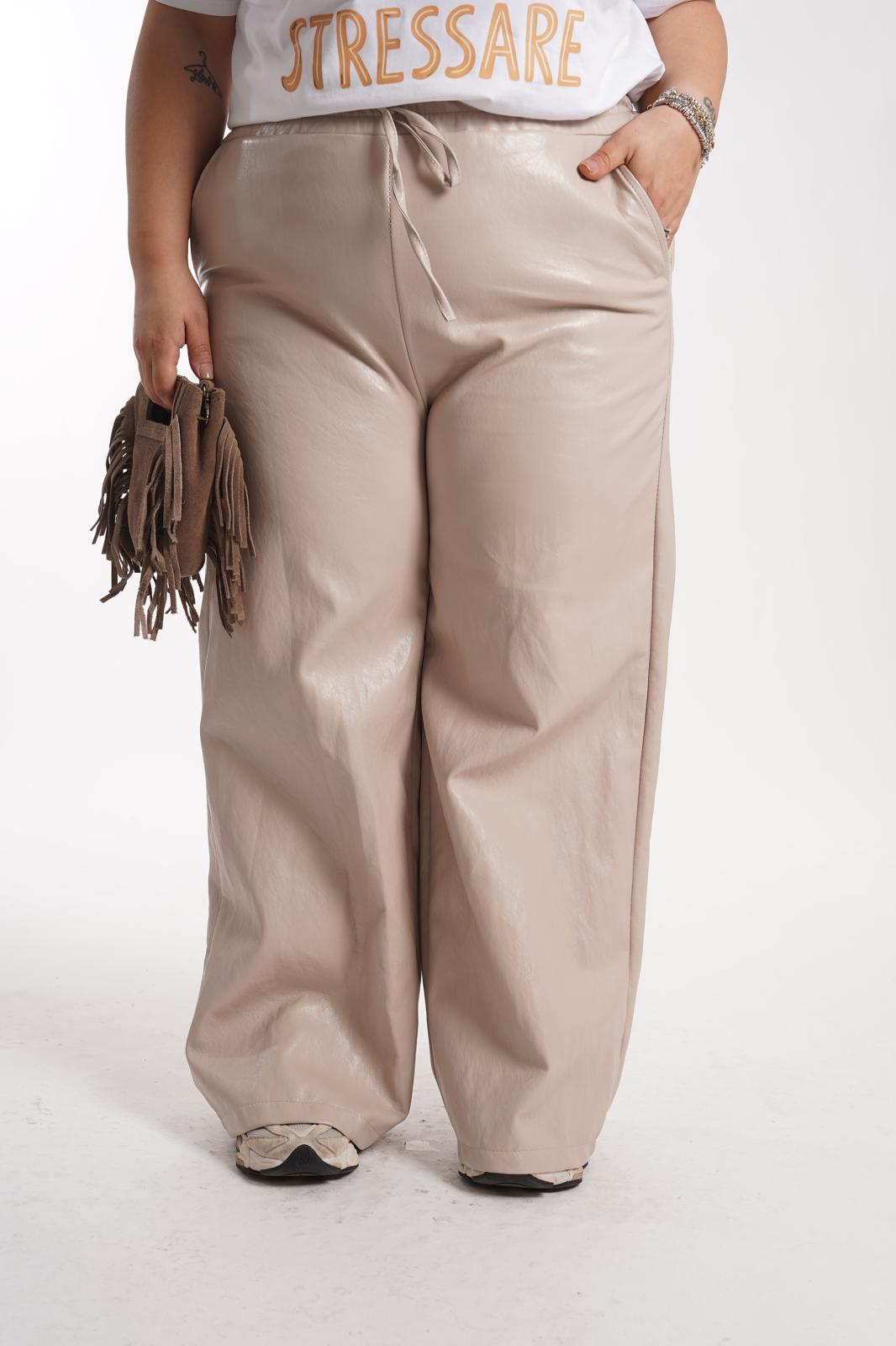 Pantalone Cat ecopelle panna