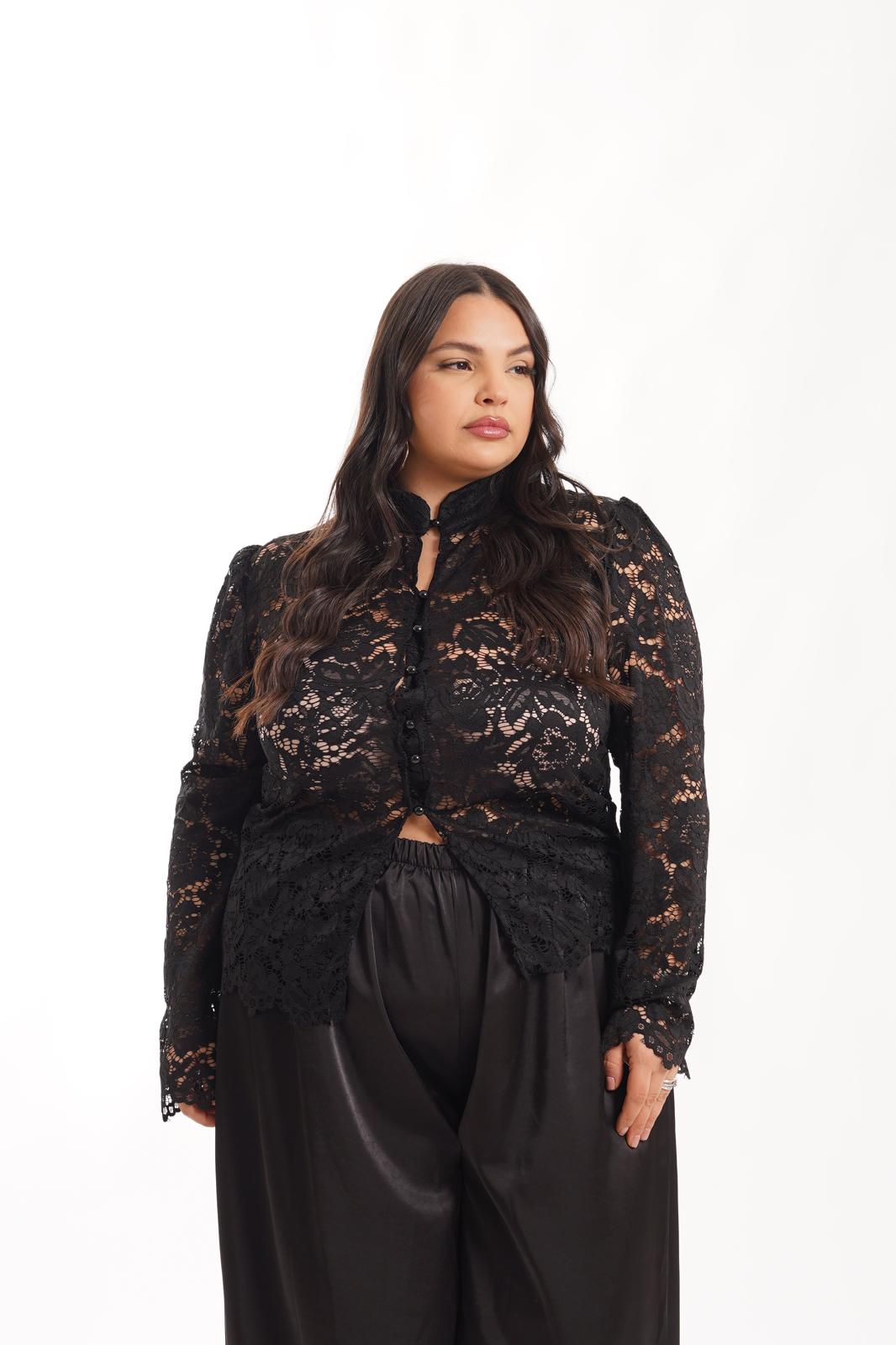 Camicia In Pizzo Corea nero