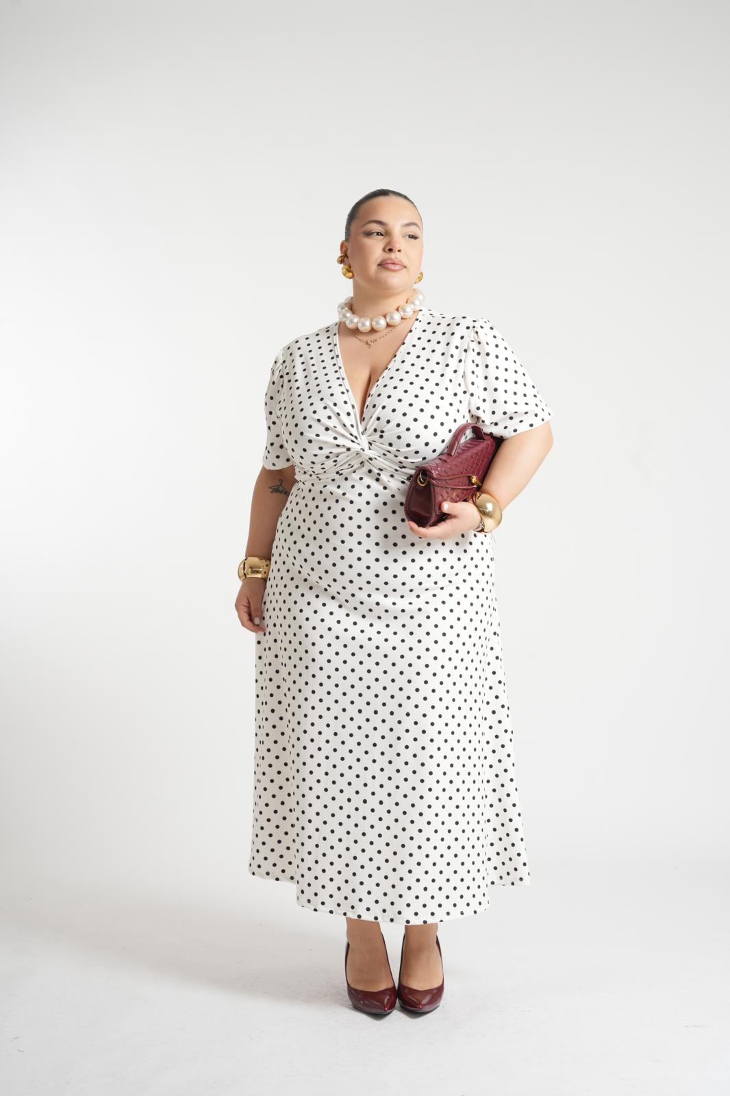 Dress Atena A Pois Bianco