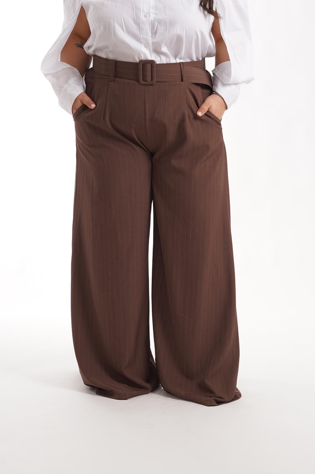 Pantalone Gessato Business Marrone