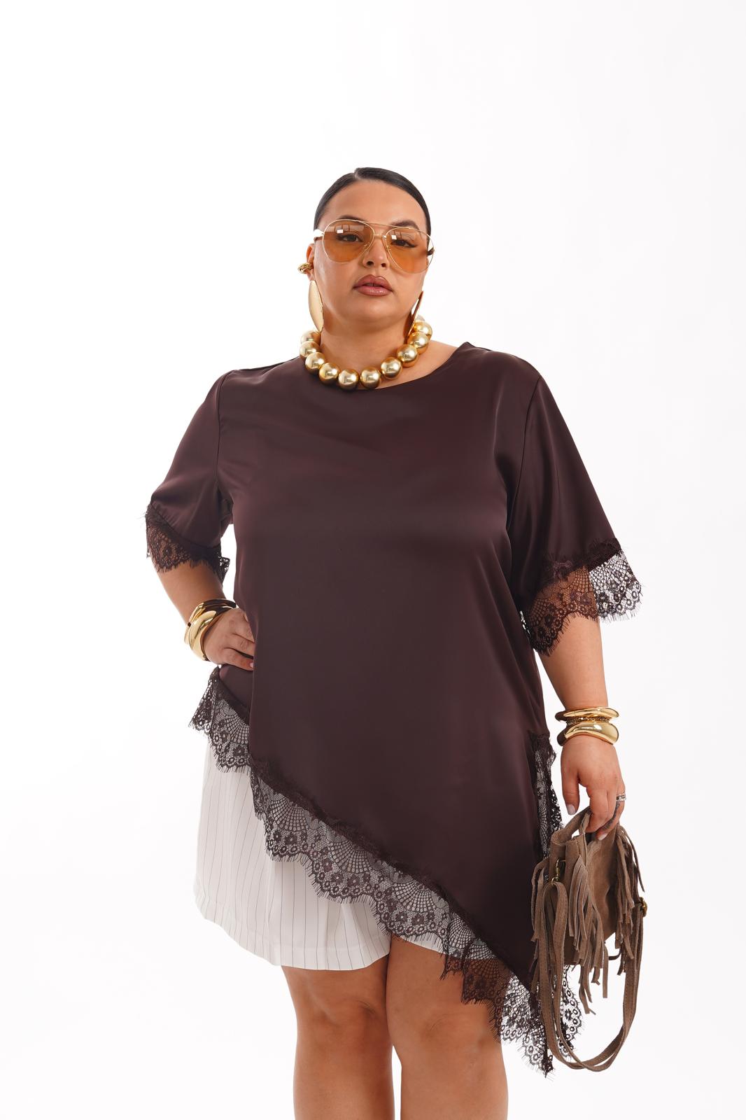 Maglia Asimmetrica Glow Marrone