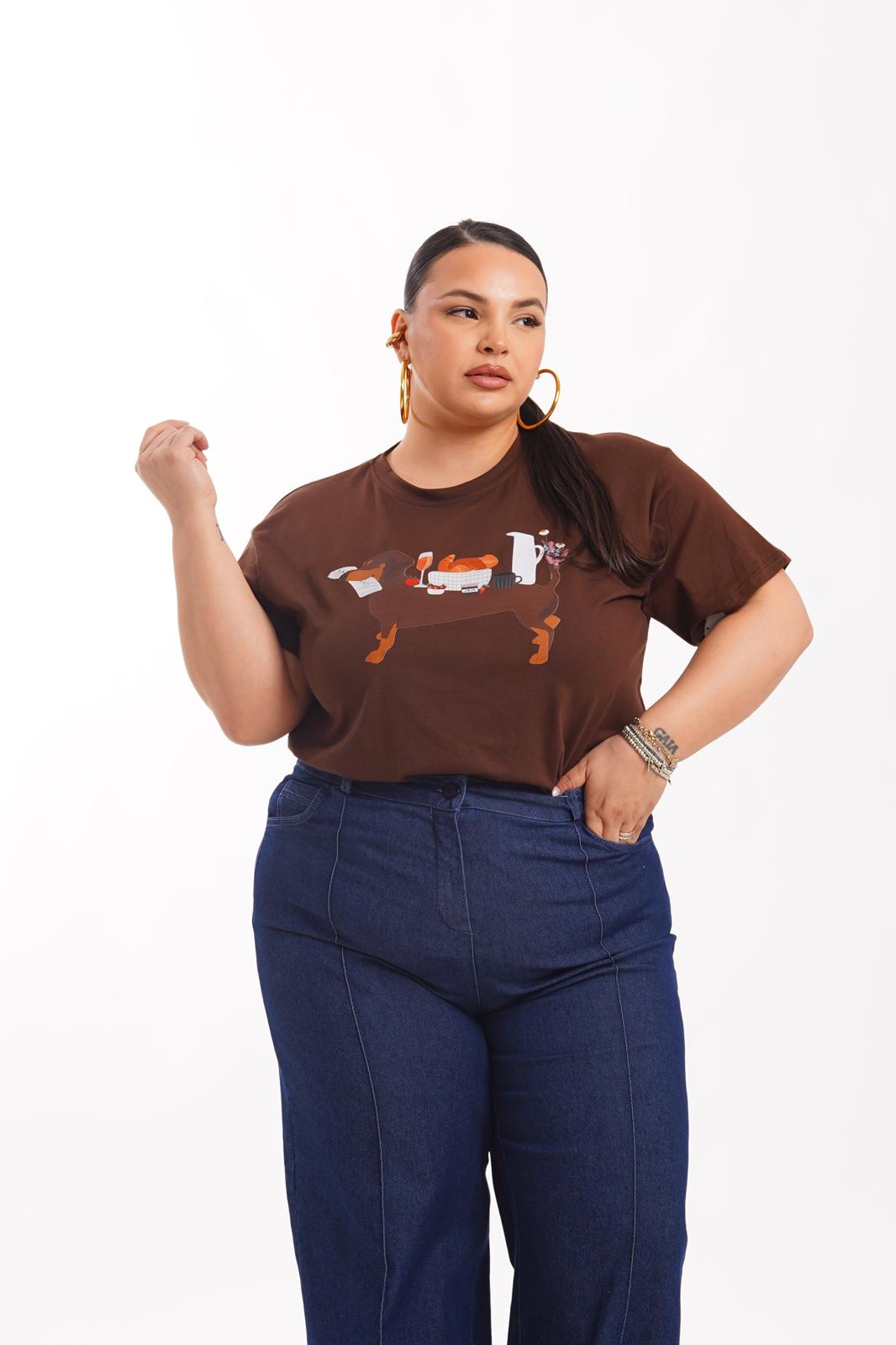 T-Shirt Bassotto Marrone