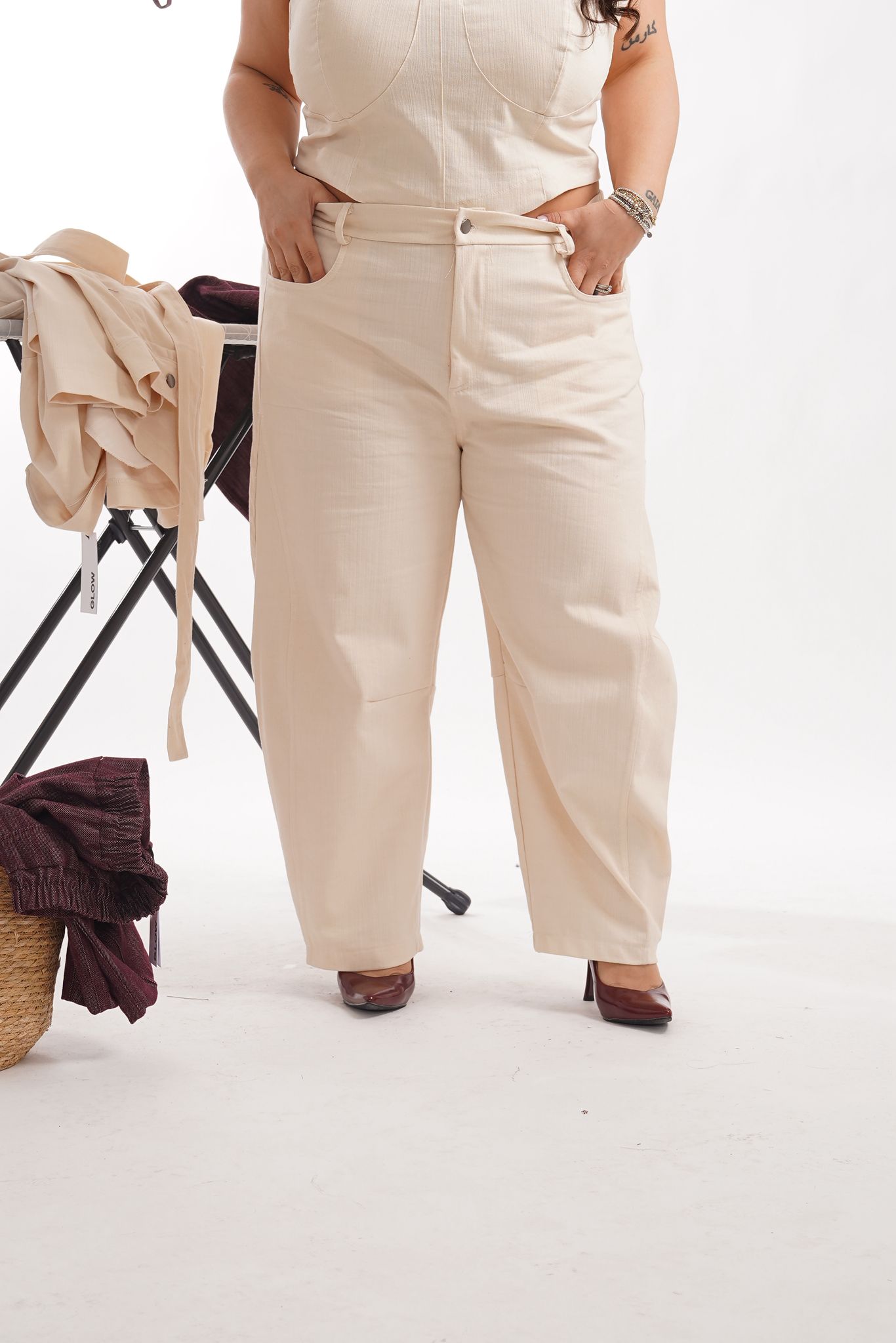 Pantalone Denim Addicted Panna